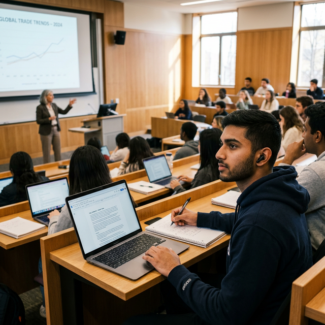 Student capturing lecture notes with VoxBar