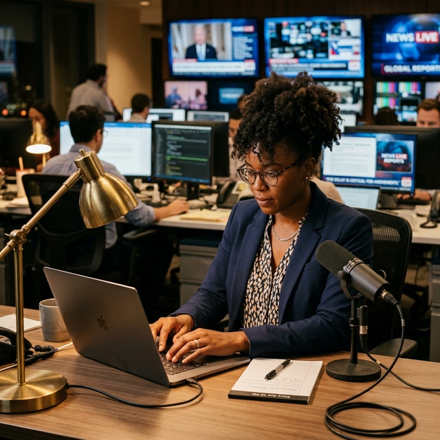 Journalist using VoxBar for interview transcription