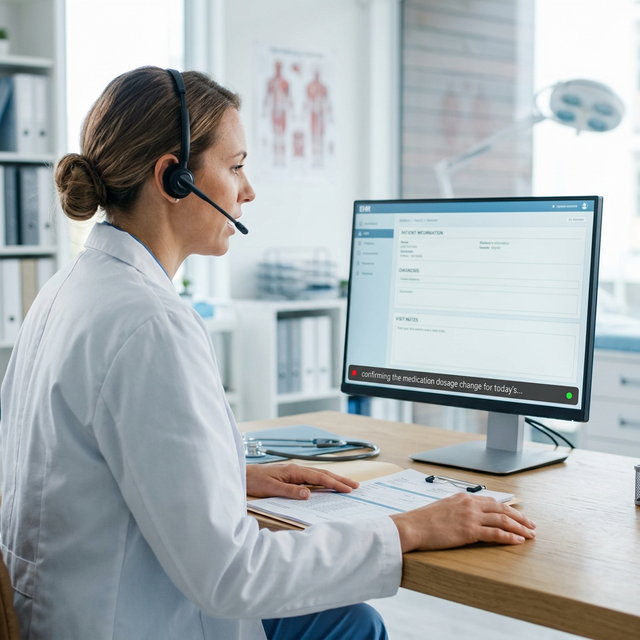 Doctor using VoxBar for medical notes