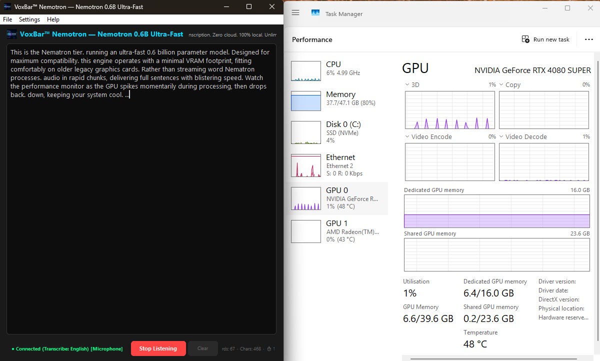 VoxBar Nemotron VRAM Test